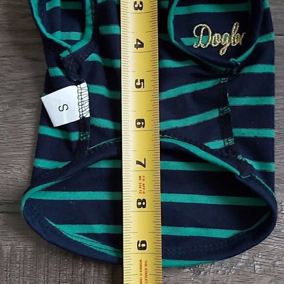 Nwot "Dogbaby" Embroidered Blue And Green Striped Dog Shirt - Size Small - Picture 4 of 5